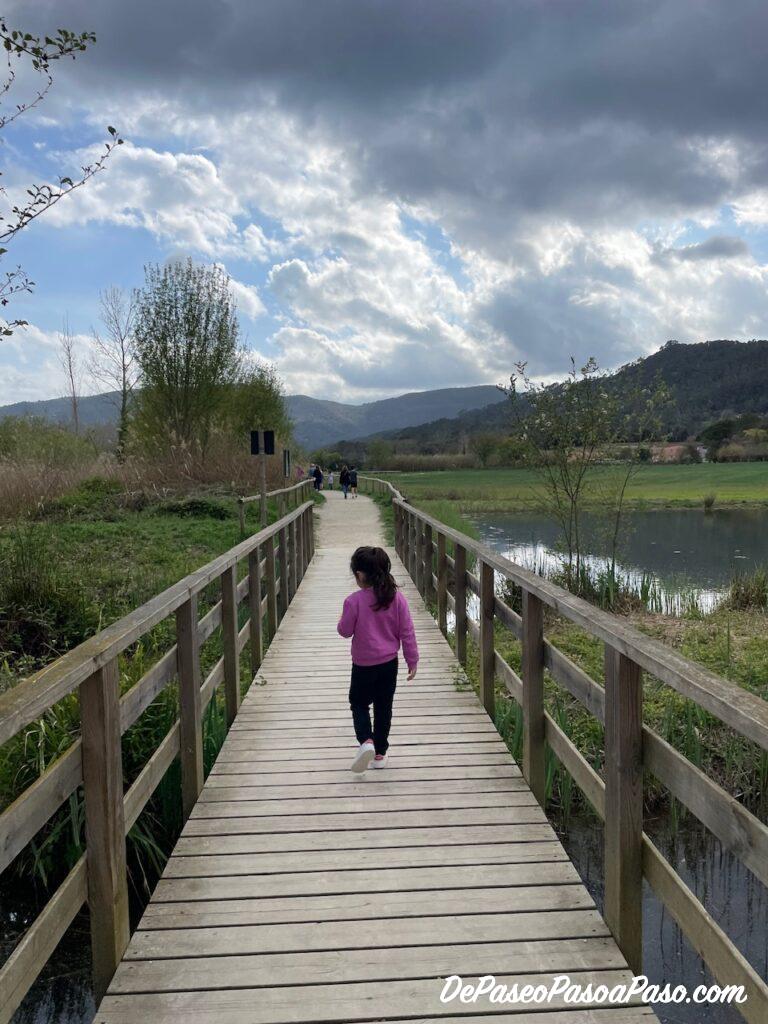 Pasarela madera hacia Estunes de Banyoles